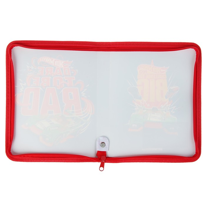 Папка для тетрадей А5, молния вокруг, пластик 450мкм, Mattel Hot Wheels, с одним отделением, дизайн с двух сторон