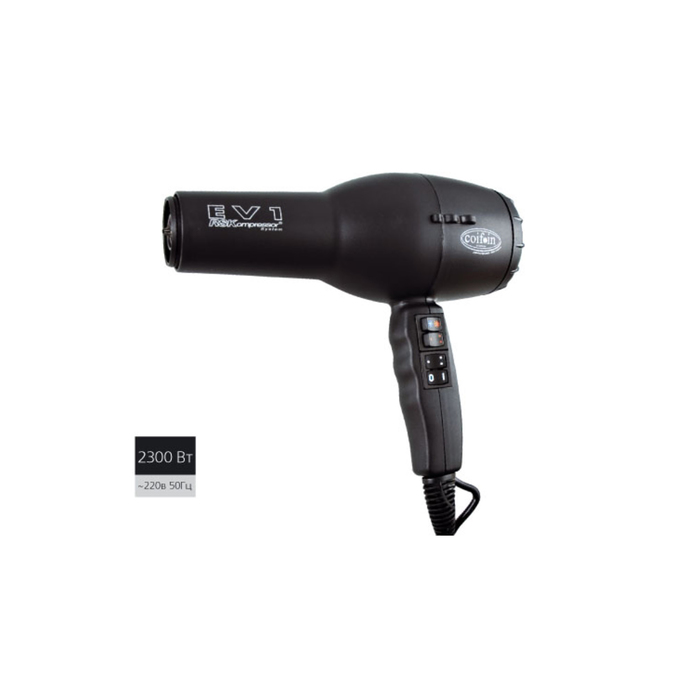 Фен Coif*in Evolution EVAX1 R, 2300 Вт, 2 скорости, 4 режима, 2 насадки, шнур 2.7 м, чёрный   357375