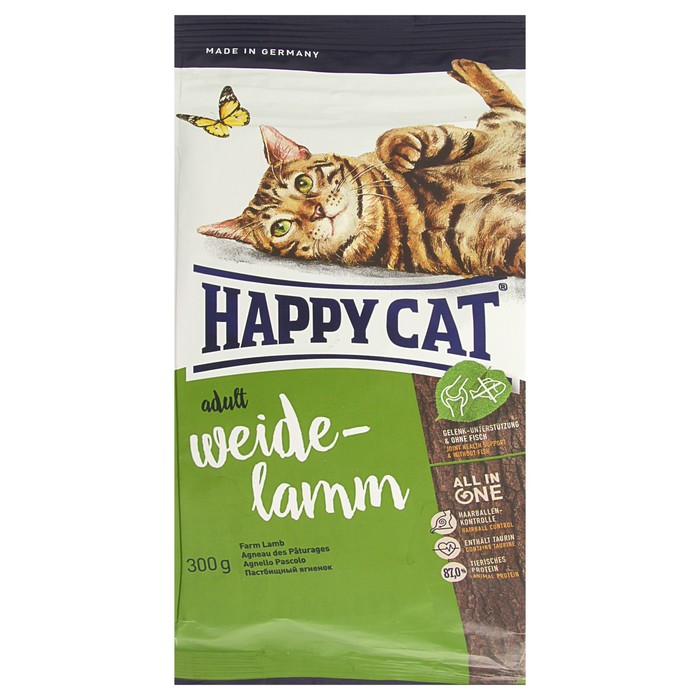Сухой корм Happy Cat Fit&Well для кошек, ягненок, 300 г
