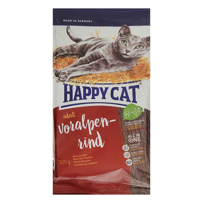 Сухой корм Happy Cat Fit&Well для кошек, альпийская говядина, 300 г