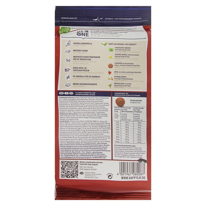 Сухой корм Happy Cat Fit&Well для кошек, альпийская говядина, 300 г