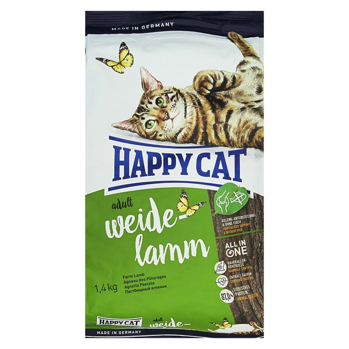 Сухой корм Happy Cat Fit&Well для кошек, ягненок, 1.4 кг