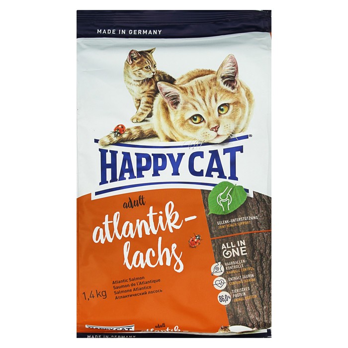 Сухой корм Happy Cat Fit&Well для кошек, атлантический лосось, 1.4 кг