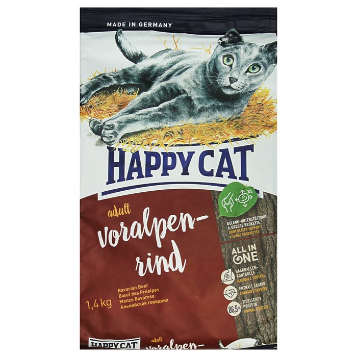 Сухой корм Happy Cat Fit&Well для кошек, альпийская говядина, 1.4 кг