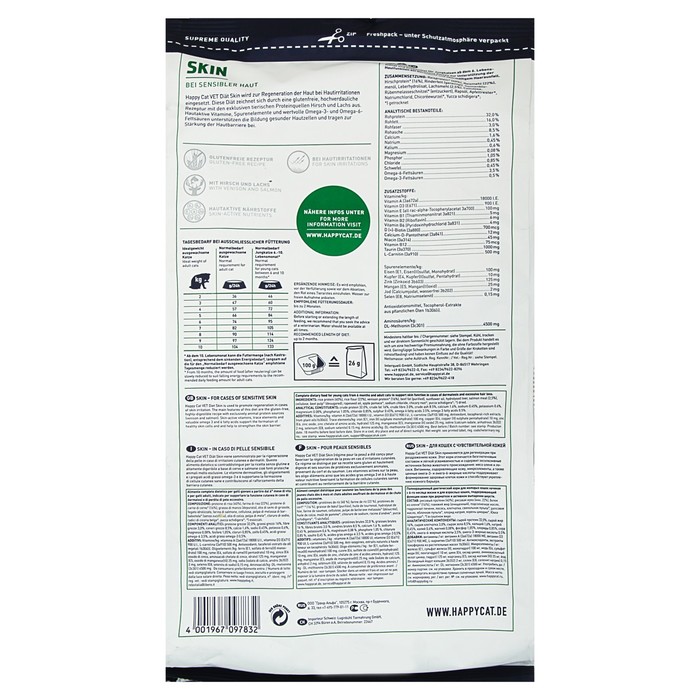 Сухой корм Happy Cat Vet Diet Skin для кошек с чувствительной кожей, 1.4 кг