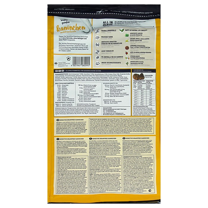 Сухой корм Happy Cat Sensitive Grain Free для кошек, кролик, 1.4 кг