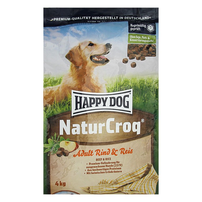 Сухой корм Happy Dog Naturcroq для собак, говядина/рис, 4 кг
