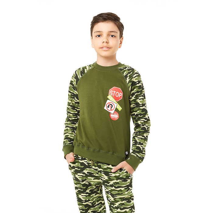 Толстовка для мальчика, рост 98 см, цвет хакки/камуфляж