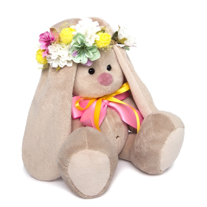 Мягкая игрушка "Зайка Ми" в веночке и с бантиком, 18 см