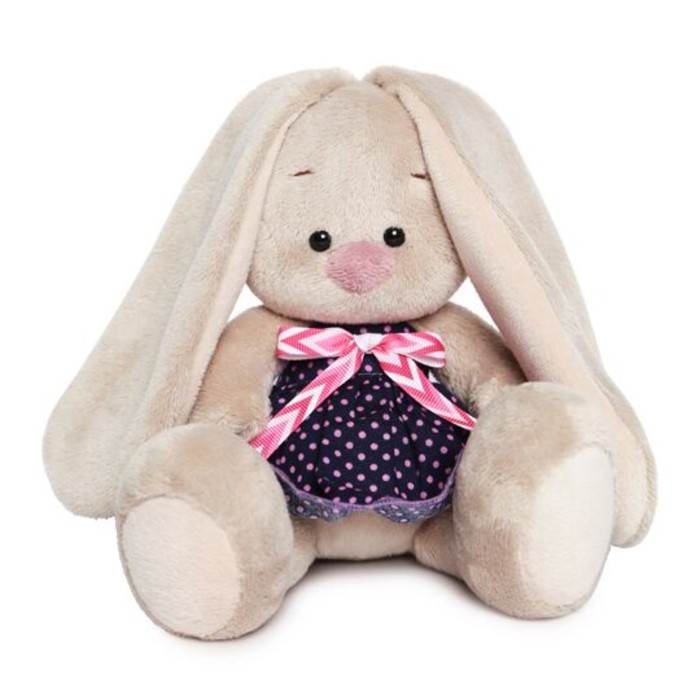 Мягкая игрушка "Зайка Ми" в платье в горошек, 15 см