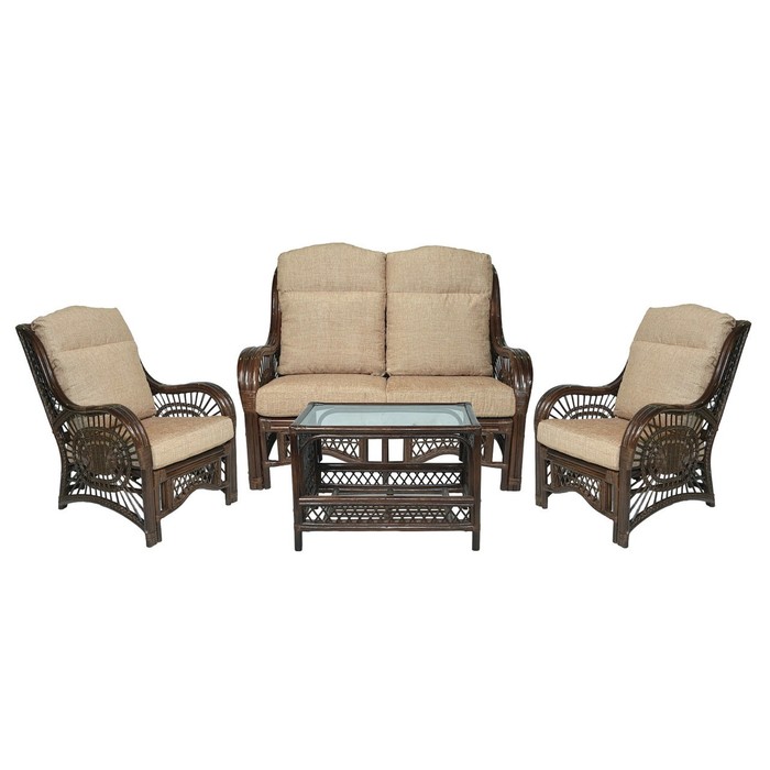 Комплект "Малага" - диван + 2 кресла + стол - Br