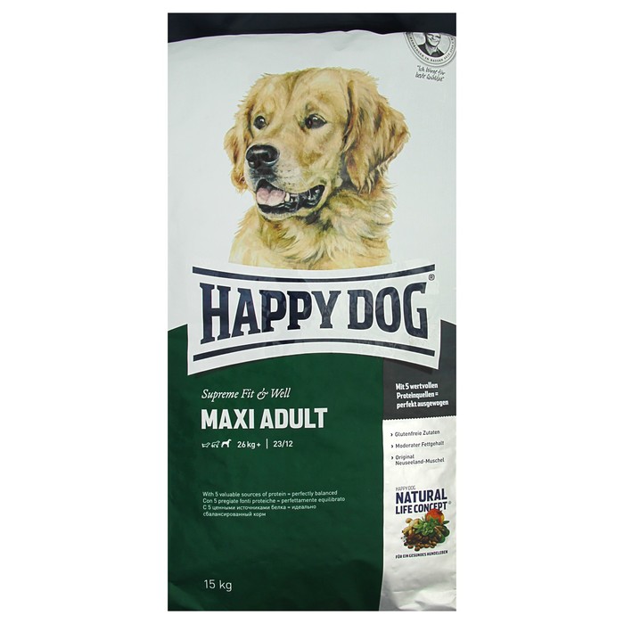 Сухой корм Happy Dog Maxi Adult Fit&amp;Well для собак крупных пород, 15  кг