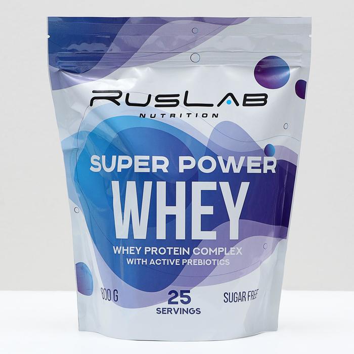 Протеин RusLabNutrition Super Power Whey Клубника со сливками, спортивное питание, 800 г