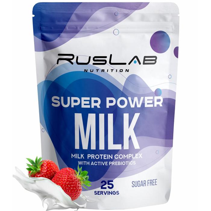 Протеин RusLabNutrition Super Power Milk Клубника со сливками, 800 г