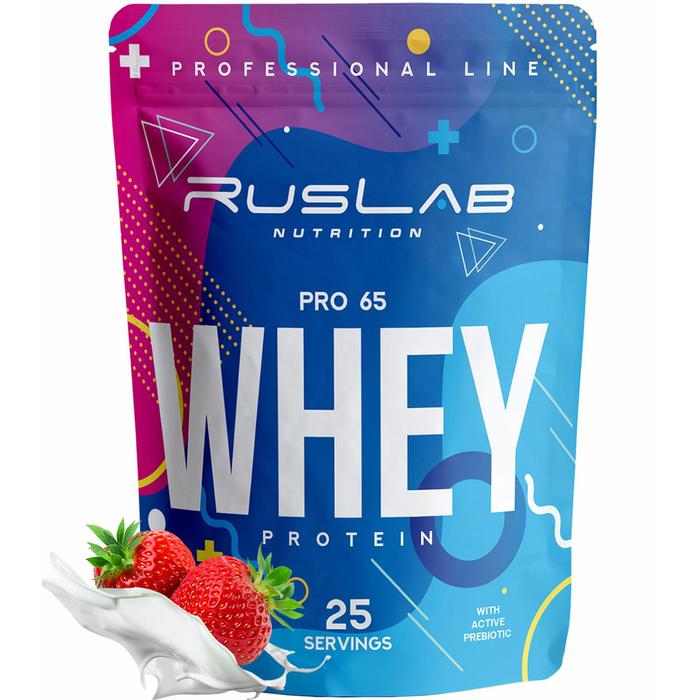 фото Протеин ruslabnutrition pro 65 whey (800г) (улучшенная формула) клубника