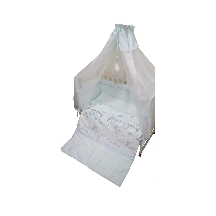 Комплект в кроватку Bear Blue, 7 предметов, сатин