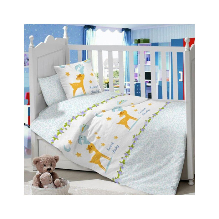 Комплект в кроватку Bunny Blue, 7 предметов, сатин