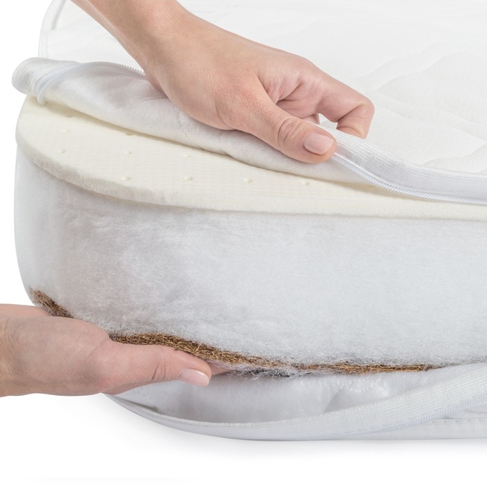 Матрас овальный MOMMY Happy Baby, размер 67х139 см, высота 12 см, трикотаж