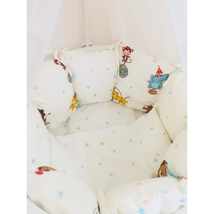 Комплект в круглую кроватку CIRCUS, 21 предмет, сатин