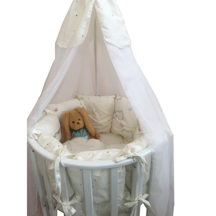 Комплект в круглую кроватку LITTLE ANGELS, 21 предмет, сатин