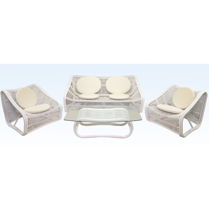 Комплект "Свинг" 1стол + 2 кресла + 1 диван white