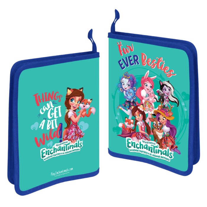 Папка для тетрадей А5, молния вокруг, пластик 450 мкм, Mattel Enchantimals, с одним отделением, дизайн с двух сторон
