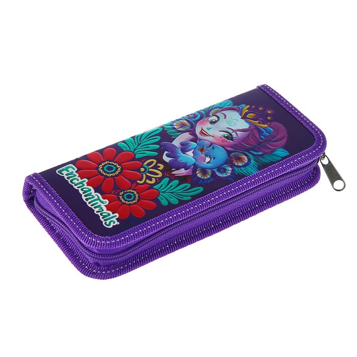 Пенал с наполнением 1 секция 90х190мм, фольга + конгрев, металлизированный картон Mattel Enchantimals, 9 предмтов