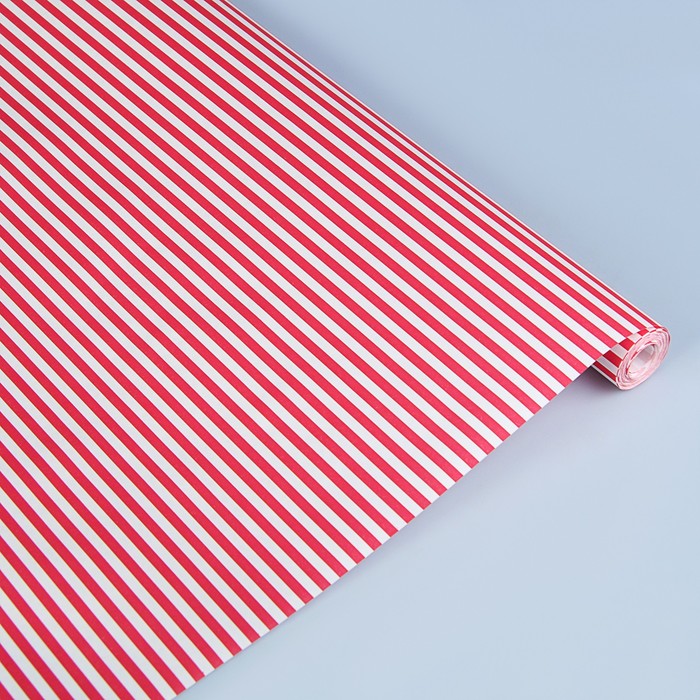 Бумага упаковочная крафт "Полоски малиновые", 0,5 х 10 м, 70 г