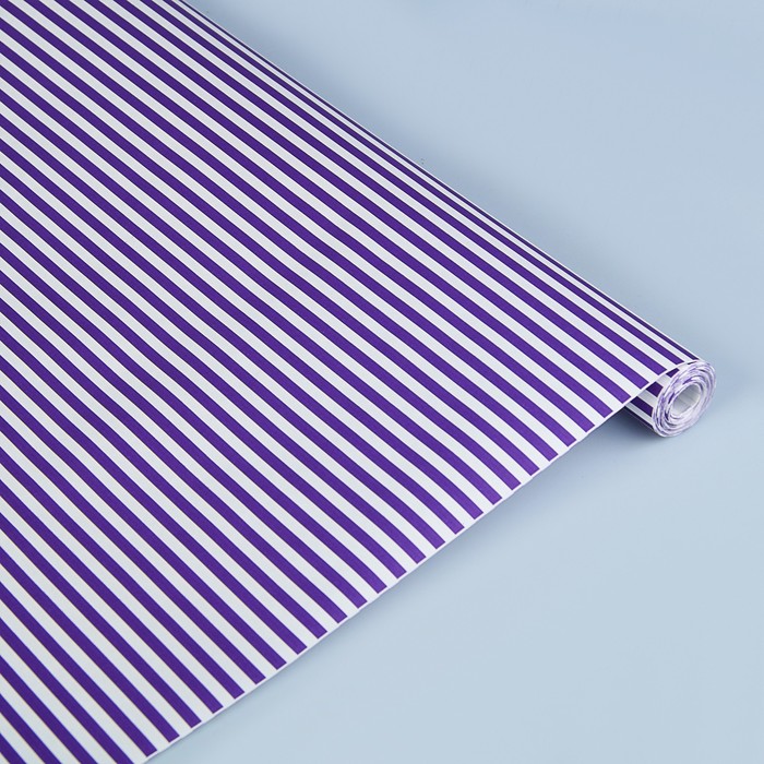 Бумага упаковочная крафт "Полоски фиолетовые", 0,5 х 10 м, 70 г