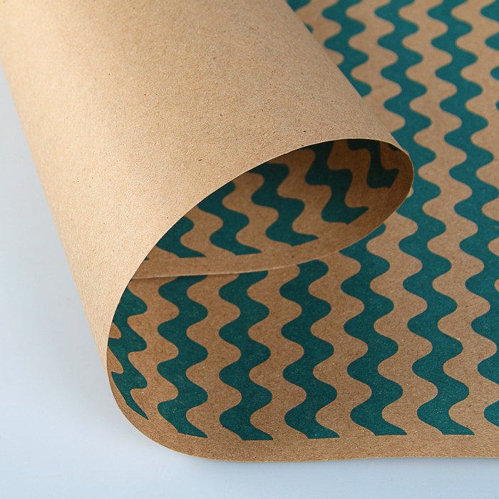 Бумага упаковочная крафт "Волны изумрудные", 0,72 х 10 м, 70 г