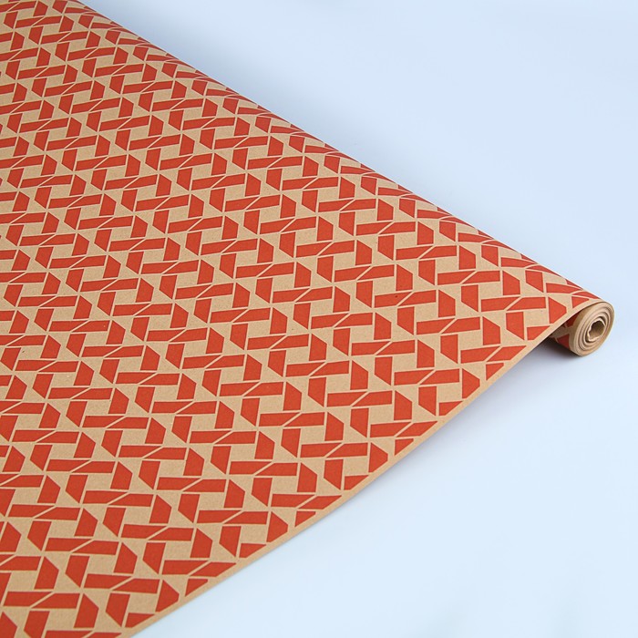 Бумага упаковочная крафт "Ромбы красные", 0,72 х 10 м, 70 г
