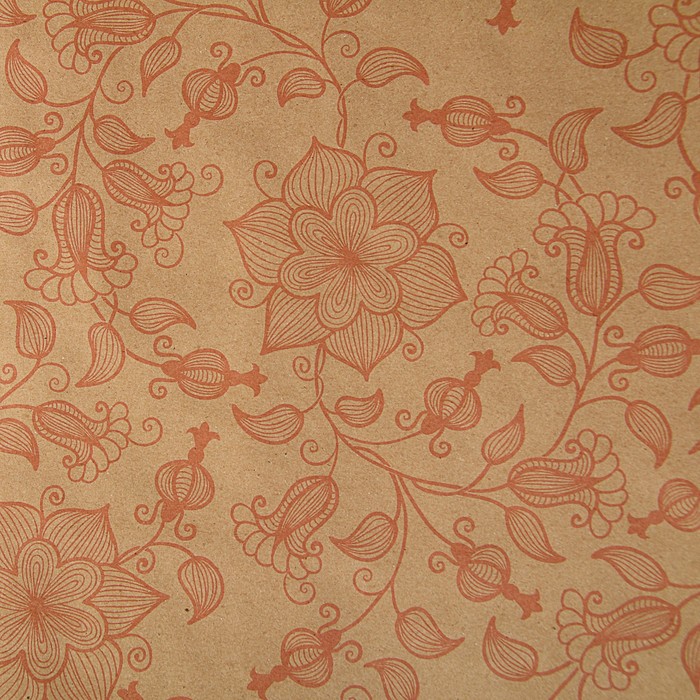 Бумага упаковочная крафт "Вьюнок полевой розовый", 0,72 х 10 м, 70 г