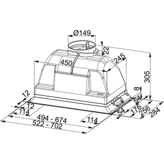 Вытяжка Franke FBI 502-H XS, встраиваемая, класс D, серебристый
