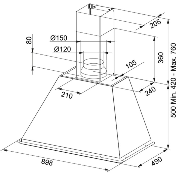 Вытяжка Franke FCL 924 CO, класс D, медь