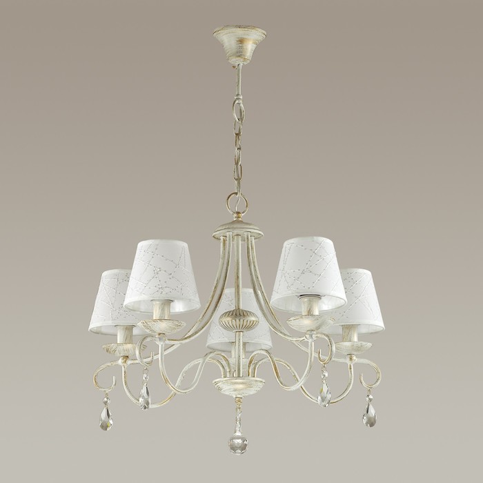 Люстра BLANCHE 5x40Вт E14 белый, золото 61x61x87см