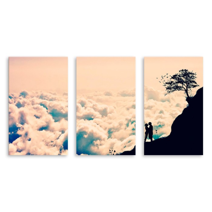 Модульная картина на стекле "В облаках" 150*80 см