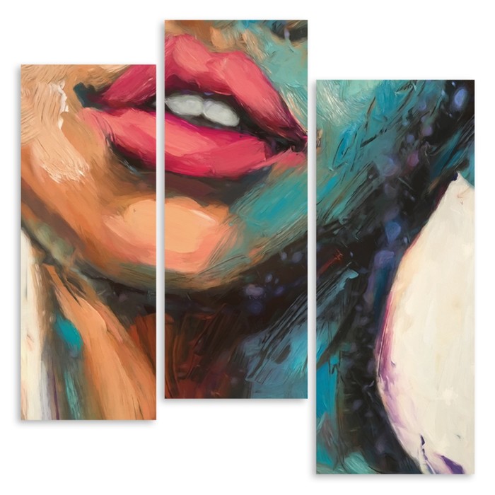 Модульная картина на стекле "Алые губы" 90*90 см