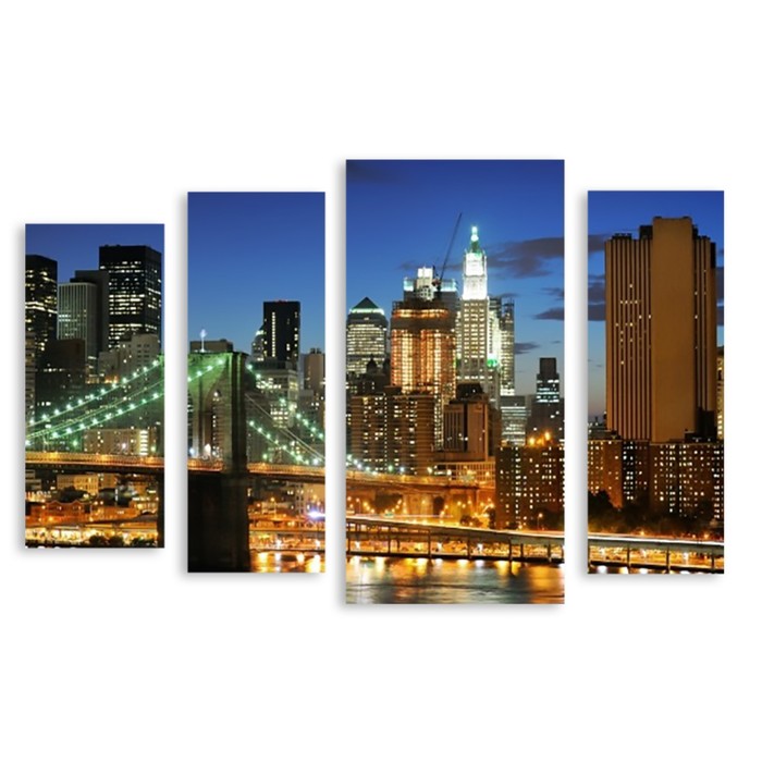 Модульная картина на стекле "Бруклинский мост" 120*79 см