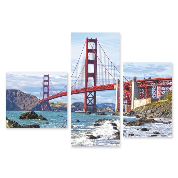 Модульная картина на стекле "Мост Золотые ворота" 90*61 см