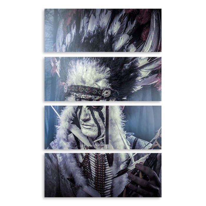 Модульная картина на стекле "Вождь" 90*22 см