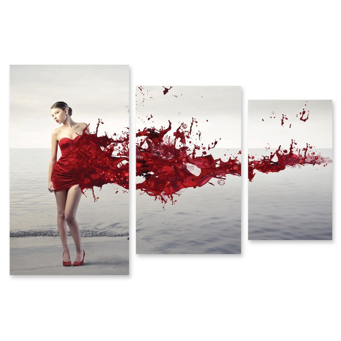 Модульная картина "Красное платье" 120*80 см