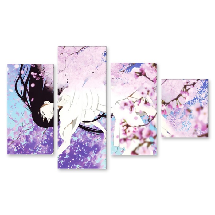 Модульная картина "Девушка и сакура" 90*55 см