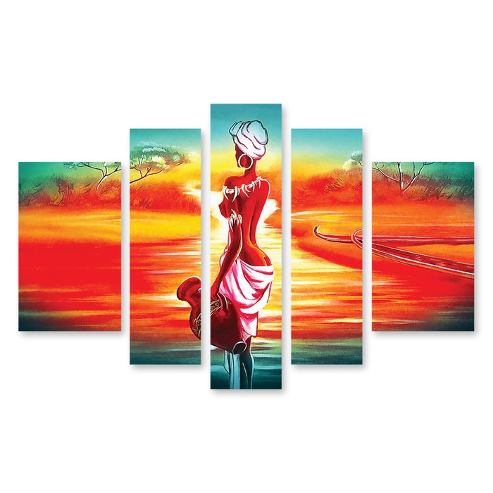 Модульная картина "Девушка с кувшином" 150*85 см