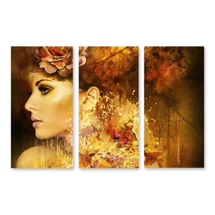 Модульная картина на стекле "Девушка осень" 150*95 см