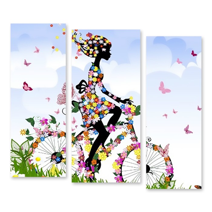 Модульная картина "Девушка на велосипеде" 120*105 см