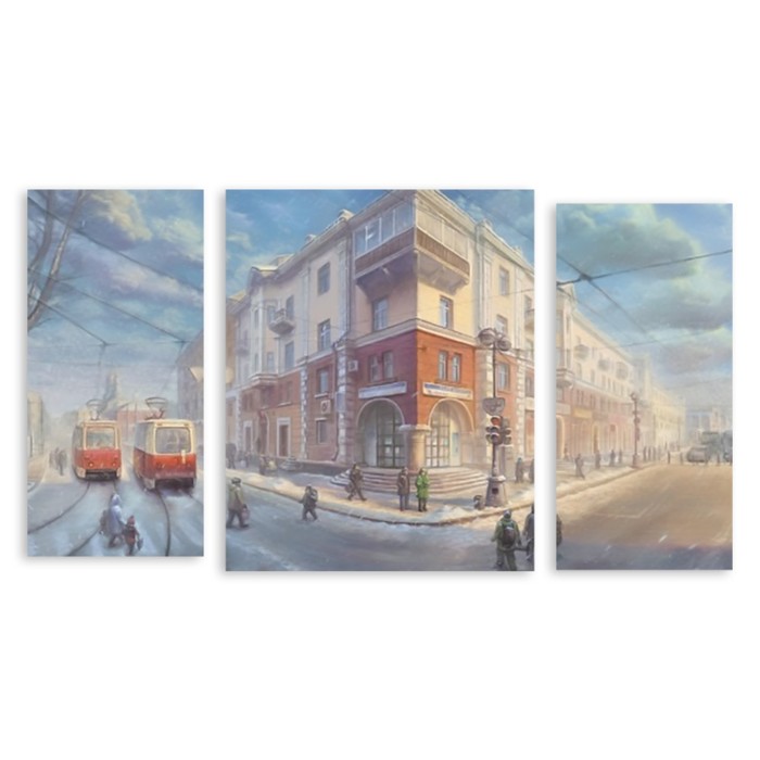 Модульная картина на стекле "Старый город" 150*82 см