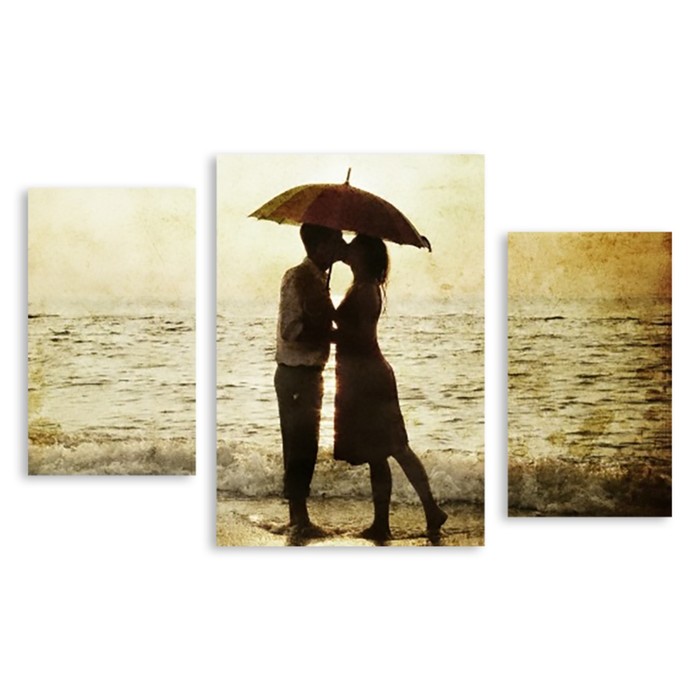 Модульная картина "Влюблённые на берегу моря" 90*56 см