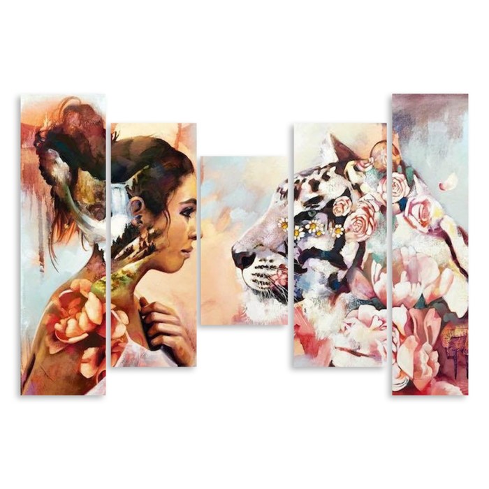 Модульная картина на стекле "Взгляд зверя" 150*97 см