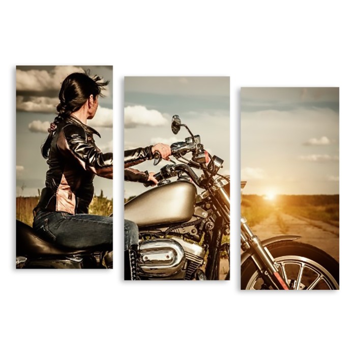 Модульная картина на стекле "Дорога в рассвет" 90*64 см