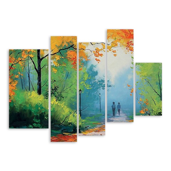 Модульная картина на стекле "Прогулка в парке" 120*84 см